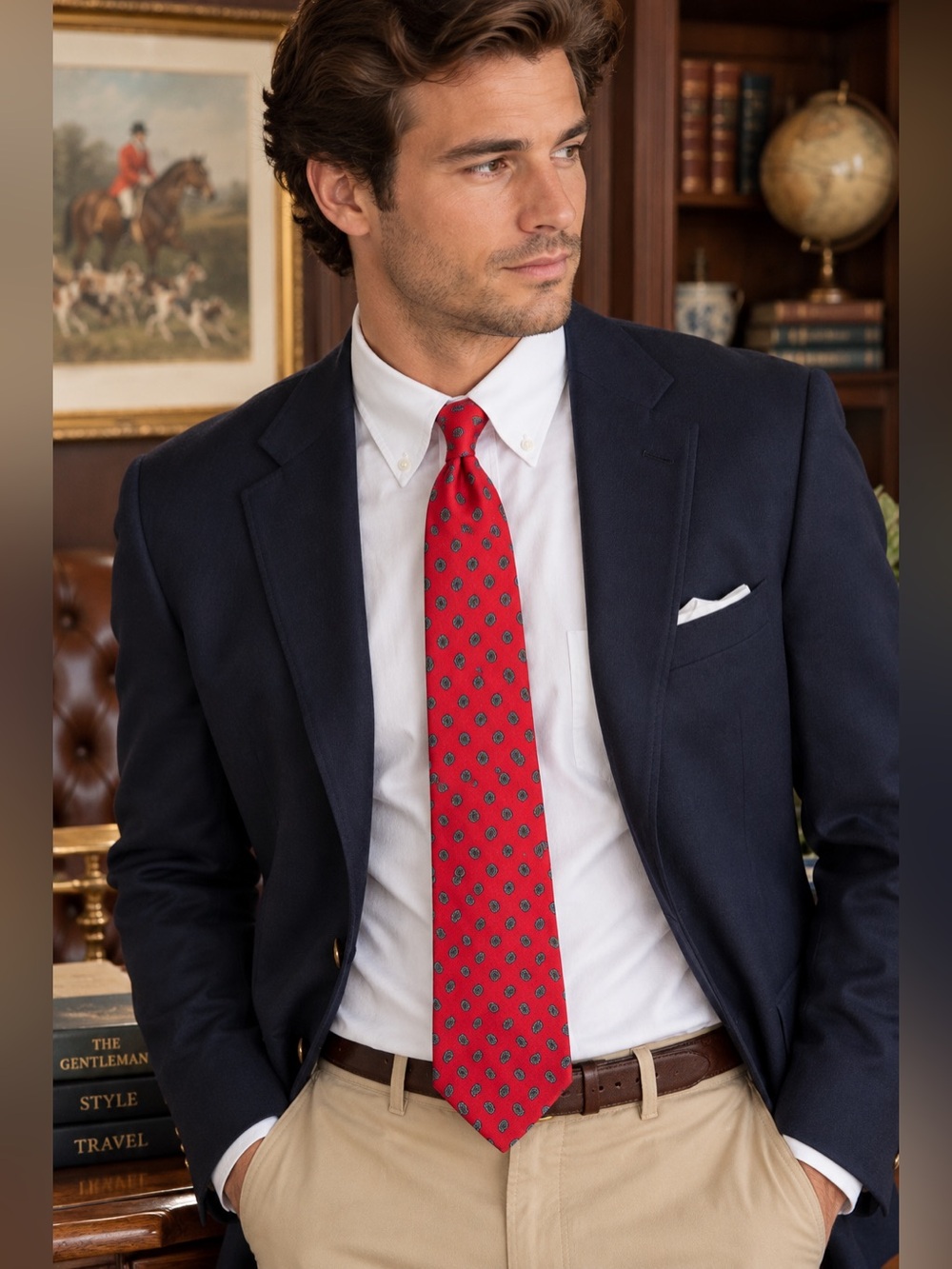 Bert Pulitzer Red Paisley Tie 100% Silk